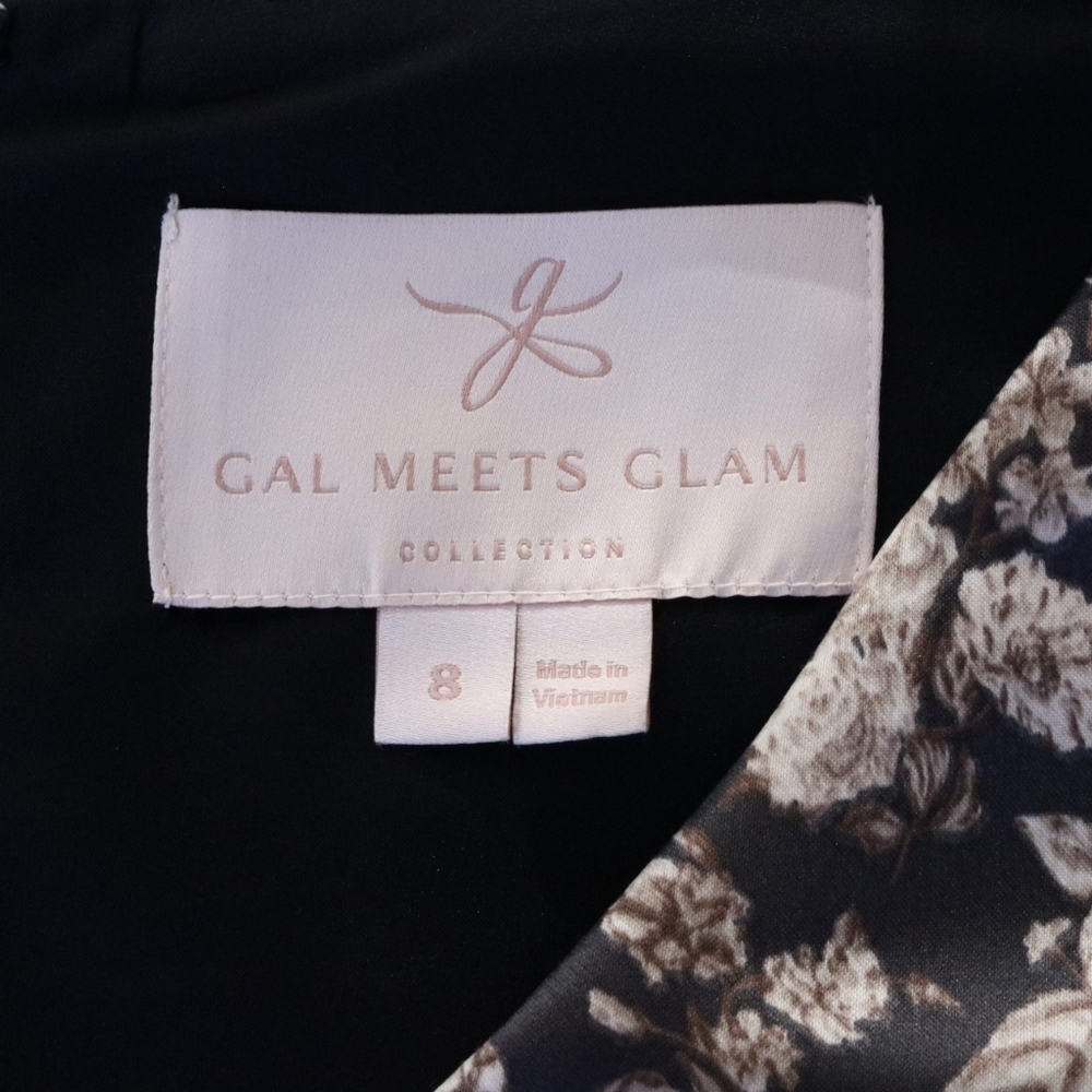 Gorgeous GAL MEETS GLAM Size 8 Elle Duchess Satin Cocktail Dress Floral Prints - Picture 10 of 11